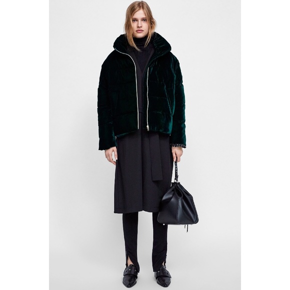 zara velvet padded jacket